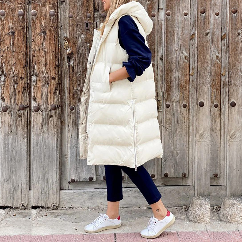 Aspen™ - Sleeveless Cotton Coat with Hood