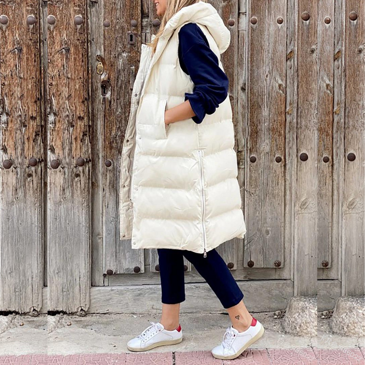 Aspen™ - Sleeveless Cotton Coat with Hood