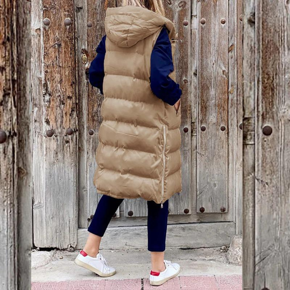 Aspen™ - Sleeveless Cotton Coat with Hood